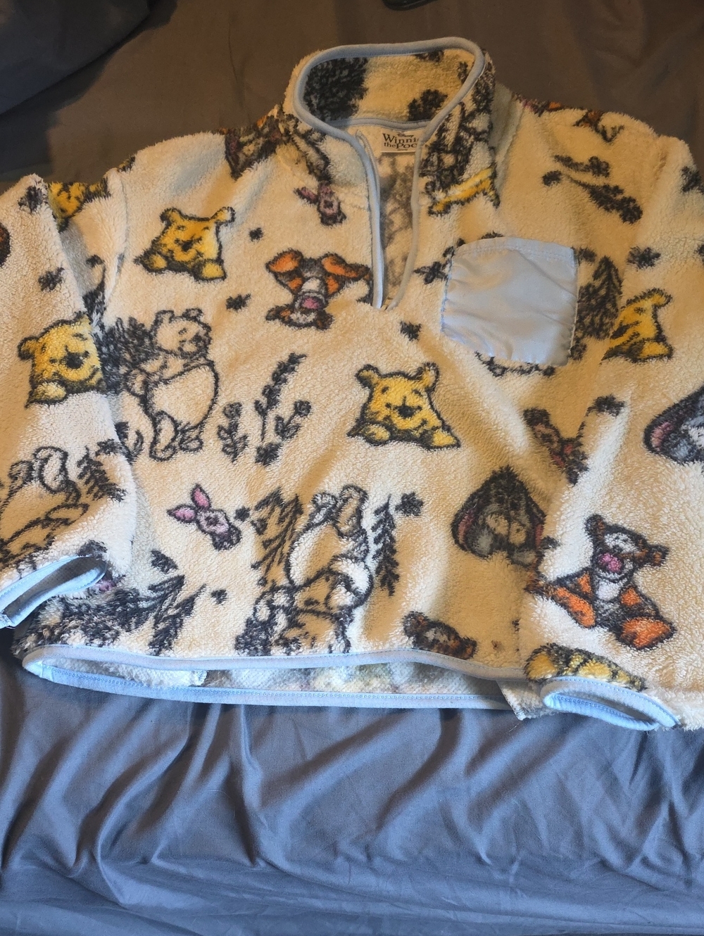 Women's Cream Plush Winnie The Pooh And Friends Pullover With Pockets